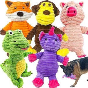 5 Pack Plush Dog Squeak Toys