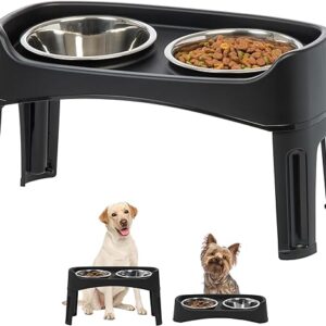 Adjustable Elevated Dog Bowls with 2 Stainless Steel Bowls