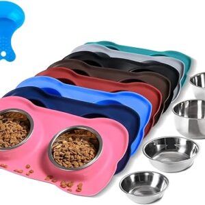 Hubulk Pet Dog Bowls with Silicone Mat