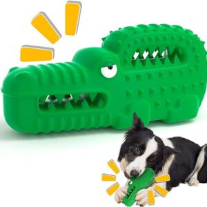 Indestructible Squeaky Dog Chew Toy - Green Crocodile