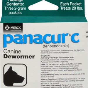 Panacur C Canine Dewormer, 2g, White