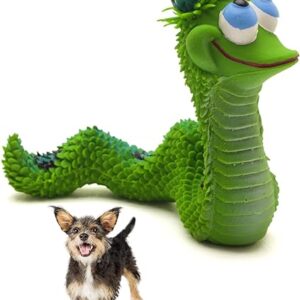 Smiley Snake Squeaky Dog Toy - Green