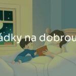 A cozy bedtime scene with a parent reading a fairy tale book to a child, warm lighting, soft blankets, stars and moon in the background, dreamy and peaceful atmosphere, illustrative style.