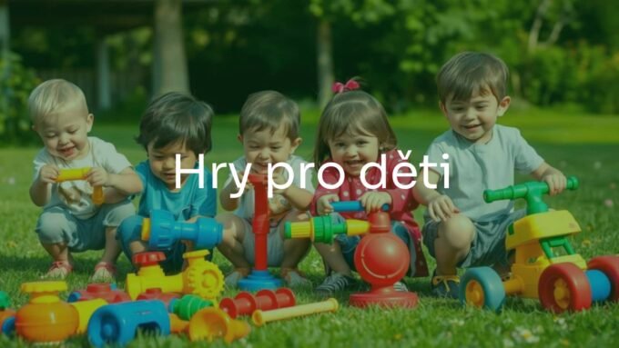 Happy children playing together outside, colorful toys, bright and cheerful atmosphere, realistic.