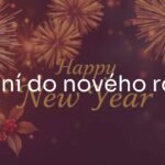 A warm and festive New Year's greeting card, decorated with golden fireworks, holly, and a handwritten message, cozy and elegant, realistic.