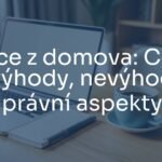 A modern home office setup with a laptop, notebook, and coffee on a wooden desk, cozy and well-lit, realistic.